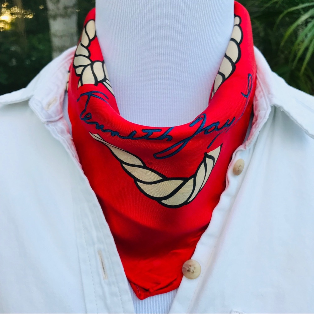 Vintage Kennith J Lane nautical silk scarf